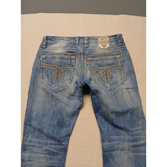 Rock Revival Men's VICTOR Straight Denim Jeans Size 36 Light Wash Distressed - Picture 11 of 16